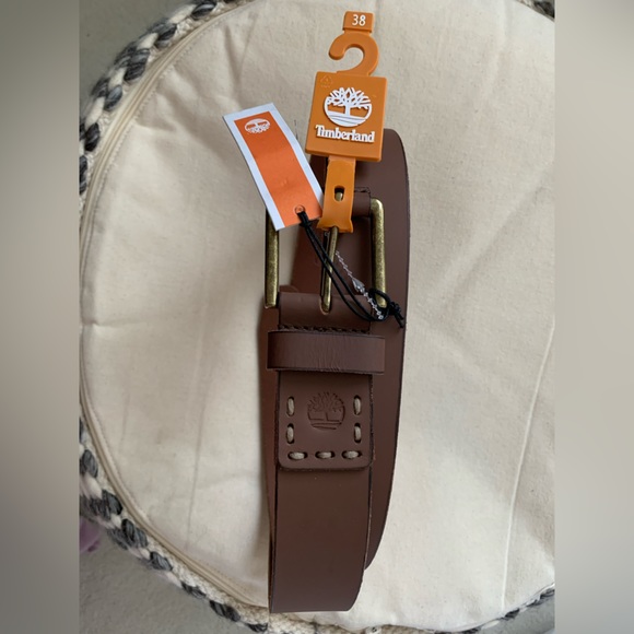 NWT Timberland Brown Leather Men’s Belt Size 38 - Picture 5 of 7